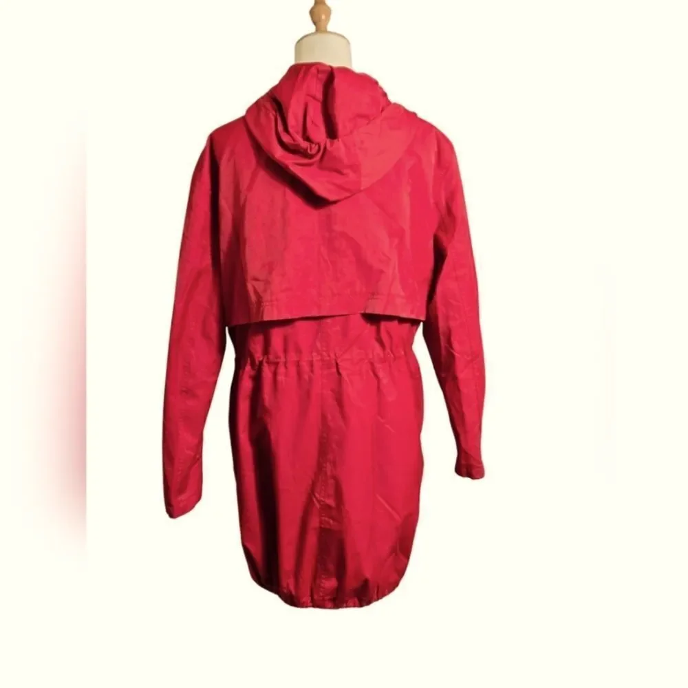 BDG Nylon Red Hooded Rain Jacket